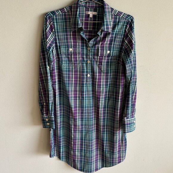 Peter Miller Tops - Peter Miller Womens 3/4 Sleeve Plaid Shirt Dress Multicolor Size Small